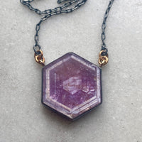 Raspberry Sheen Sapphire Hexagon Necklace